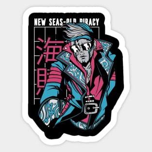 Anime Cyber Futuristic Pirate- New Seas Old Piracy Sticker